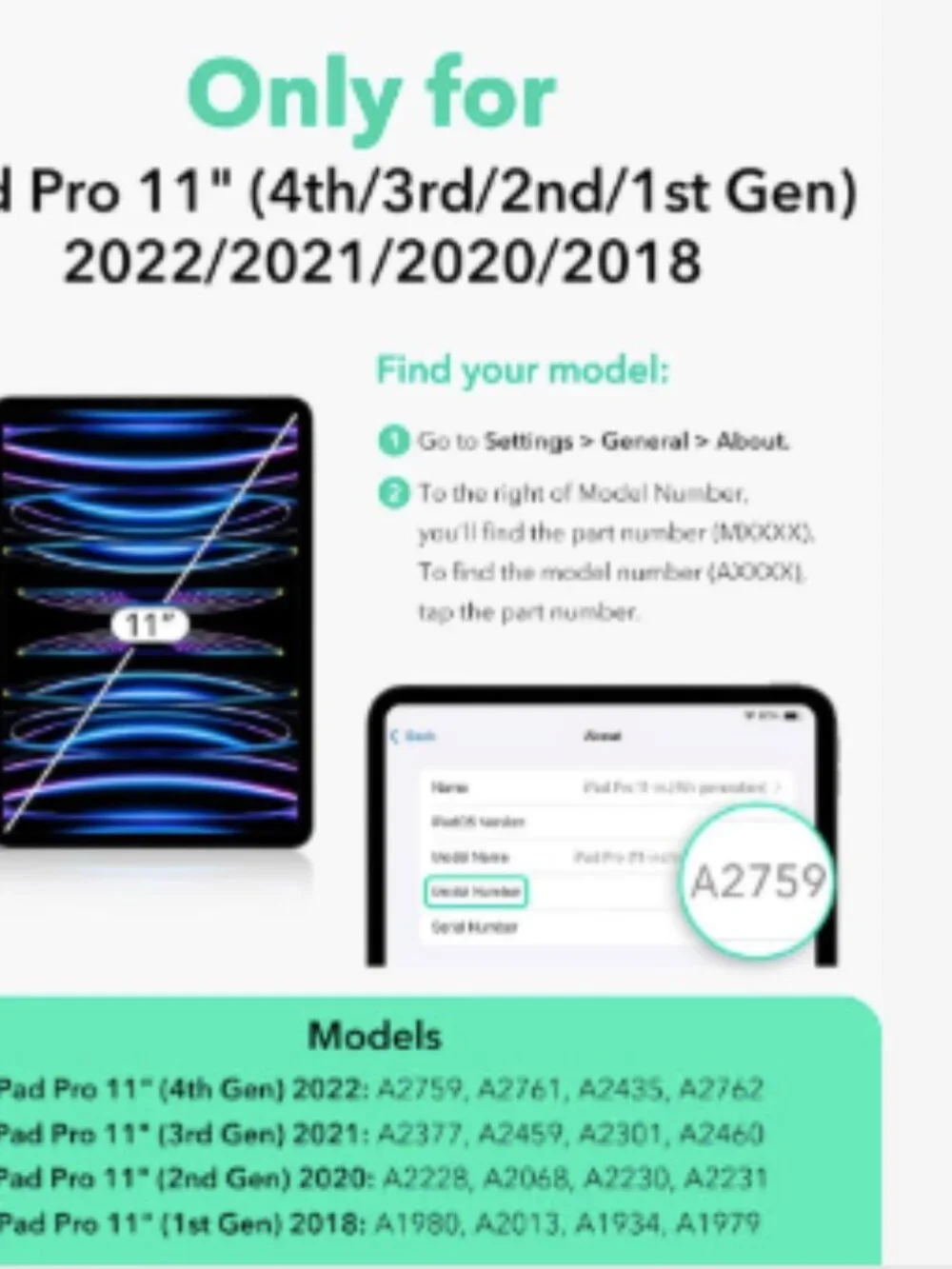 ESR for iPad Pro 11 Inch Case (2022/2021/2020/2018, 4th/3rd/2nd/1st Generation)